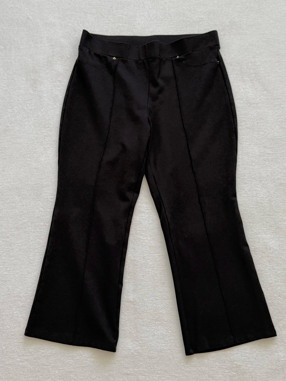 Michael Kors Black Pull On Kick Flare Crop Pants Size L Classic Fall